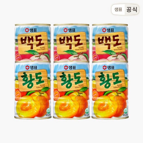 샘표 복숭아 황도 백도 400gx6개, 6개