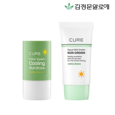 [김정문알로에] 큐어 마일드 선크림(무기자차) 40ml+쿨링선스틱, 상세 설명 참조, 상세 설명 참조