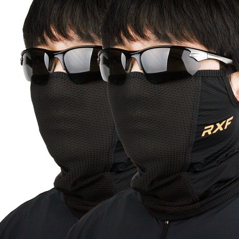 RXF MAX-7 1+1 여름 스포츠마스크 골프 등산 자전거마스크 얼굴햇빛가리개, 블랙+블랙, 2개