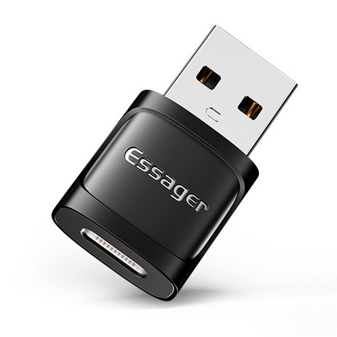 Essager C타입 A타입 5핀 to C타입 변환 OTG 젠더, C타입 to USB-A, 블랙, 1개
