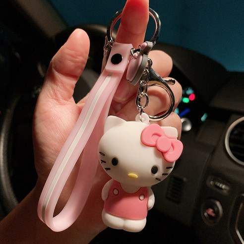 아이디어 귀여운 캐릭터 실리콘 고양이 피규어 열쇠고리 커플 자동차 열쇠고리 피규어 가방 액세서리 선물, 고양이 새끼