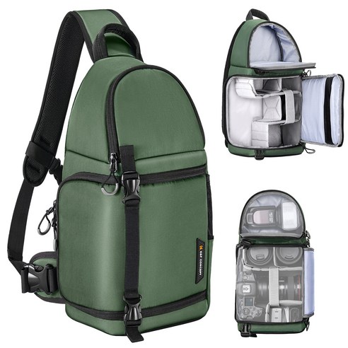 K&F CONCEPT 베타 카메라 메신져 슬링백 10L KF13.141, 그린, 1개