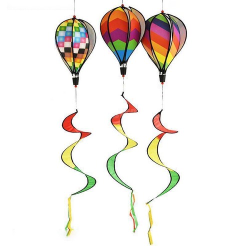 노 브랜드 3PCS 풍선 바람 회 전자 스트라이프 체크 무늬 Windsock 마당 장식 나선형 풍차, 여러 가지 빛깔의