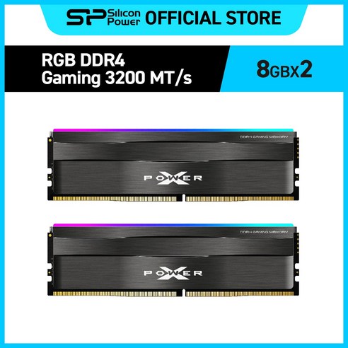 실리콘파워 Silicon Power DDR4 16GB/32GB CL16 3200/3600 MHz PC4-25600/PC4-28800 Zenith RGB 데스크탑용 메모리 RAM, 3600MHz 16GB(8GB*2)