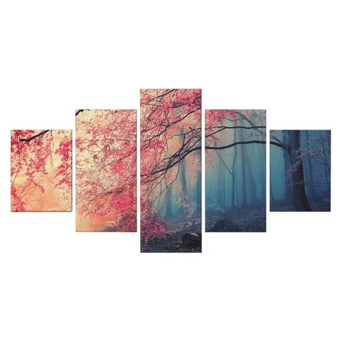 벽 장식-가을 숲 그림 인쇄 가을 그림 포스터 캔버스 아트 벽 장식 현대 액자 작품, 여러 가지 빛깔의