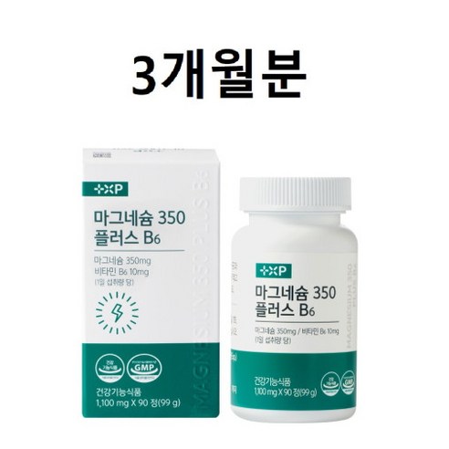 [플러스엑스팜] 마그네슘 350 플러스 B6 (3개월분), 1개, 99g, 1통 (3개월분)