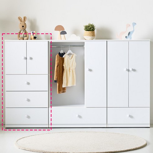 [에띠안]비비아나 글로시 600/800 도어 베이비 서랍장 수납 옷장 3색상, 4단서랍장-화이트