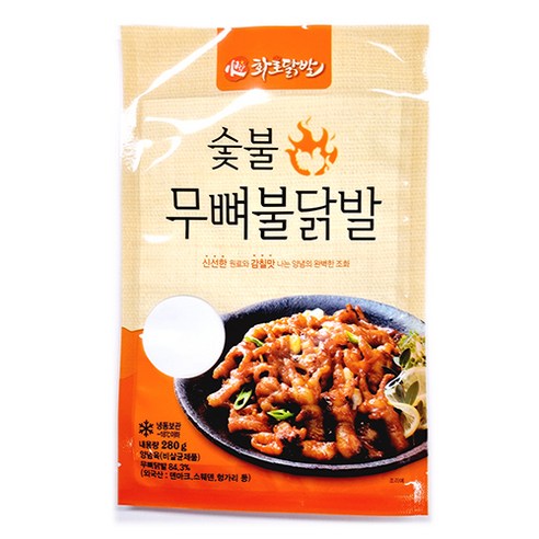 간편조리 즉석식품 술안주 양념 숯불 무뼈닭발 화로닭발 280g, 3개