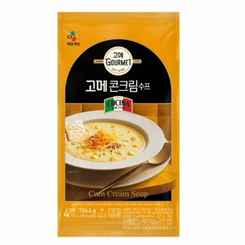 CJ 고메 콘크림수프 180g 아침식사용*4입 영양성분 무첨가 따뜻한 한끼 부드러운 유동식 환자식, 18세트