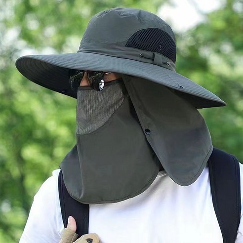 laderive자외선차단 챙 아웃도어 전용모자 챙넓은낚시 모자 얼굴가리는, 녹색