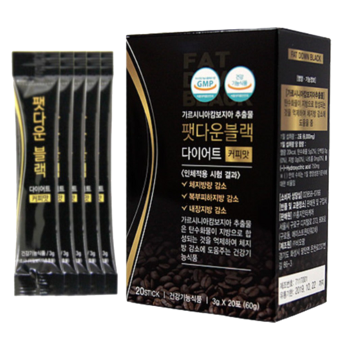 다이어트카페블랙 팻다운 블랙 다이어트 커피 가르시니아 아메리카노 커피맛, 60g, 1개