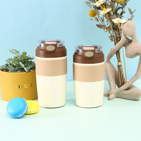 MIRTS 보온병 원터치 텀블러, 갈색, 300mL