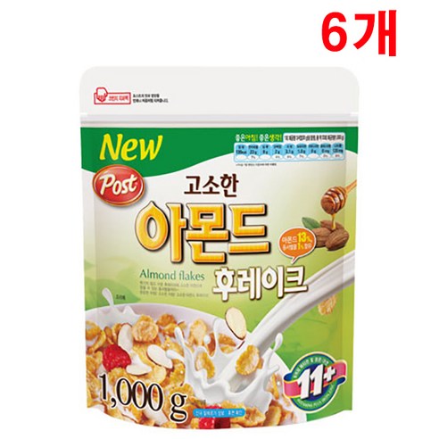 포스트 고소한 아몬드 후레이크 시리얼 1kg (1000g 시리얼) (300g 3개 620g 2개 1개) [원산지:국산(충청북도 진천군)]오늘출발