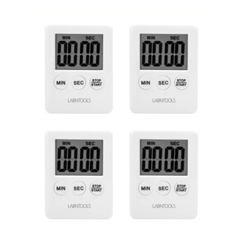 가자코리아 주방 공부 요리 디지털 미니 모던 타이머, 화이트, 4개