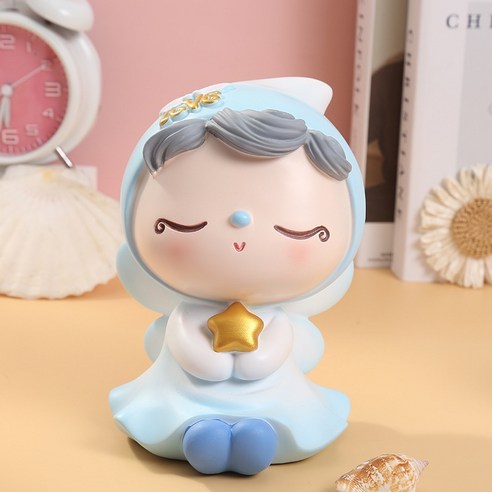 ZZJJC 캐릭터 저금통 수지 차량용 아이템 아이디어 선물 생일 깜짝 선물, JM8225블루(12.5*16*19) 저금통
