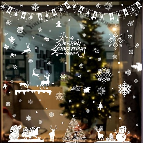 젤리펀트 크리스마스 창문꾸미기 스티커, 해피뉴이어