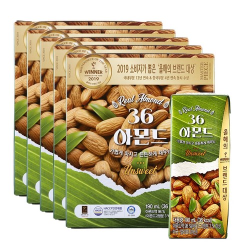삼육식품 36 아몬드 언스위트 190ml, 96개