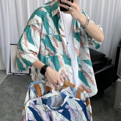M-3XL 하와이안 반팔 셔츠 휴가 스타일 남성용 비치 셔츠 183