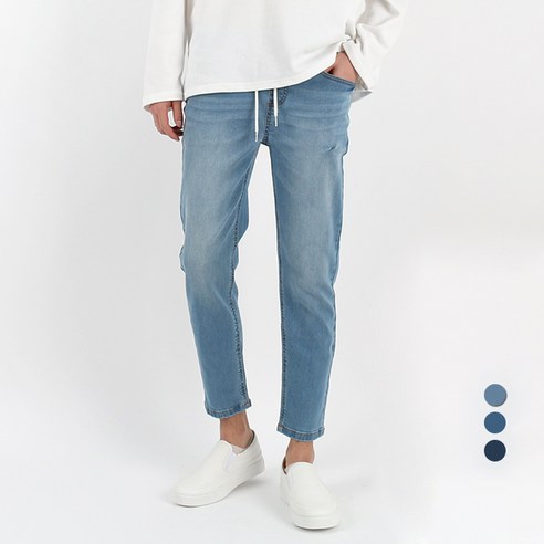 오마보이 남성용 스판좋아 밴딩 청바지