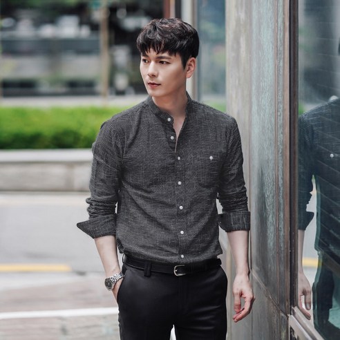 비시크 리페 체크 차이나 셔츠