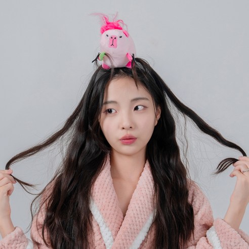 말랑마쥬 인싸템 캐릭터 파티 머리띠, 1개, 카피바라_핑크