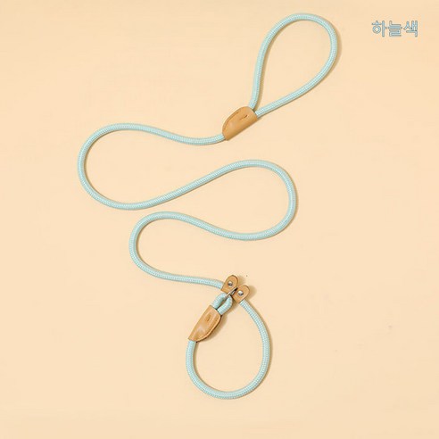 [쓰리썬] 일체형 목줄 리드줄 P로프, 하늘색
