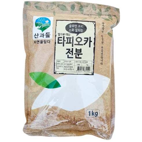 산과들 밀가루대신 타피오카전분 99.9% 1kg, 4개