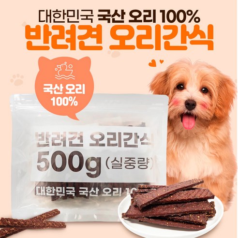 윤정재 HACCP인증 국산오리100% 반려견간식 500g, 육포, 1개