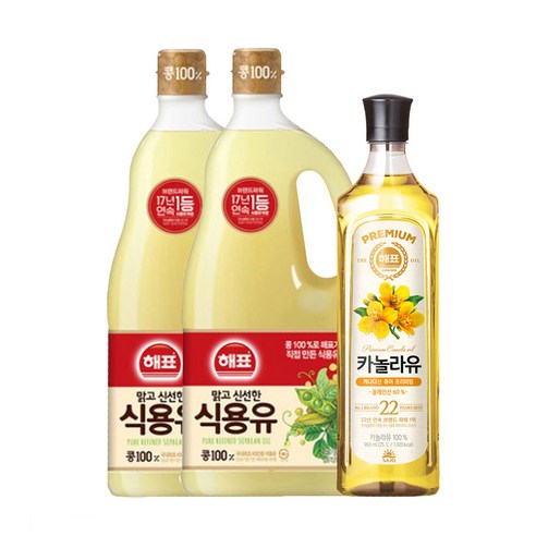 해표 식용유1.8리터 2입+카놀라유900ml, 1세트