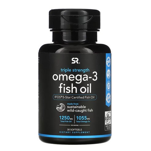 스포츠리서치 트리플 스트렝스 오메가-3 피쉬 오일 1250mg 소프트젤, 1개, 30정