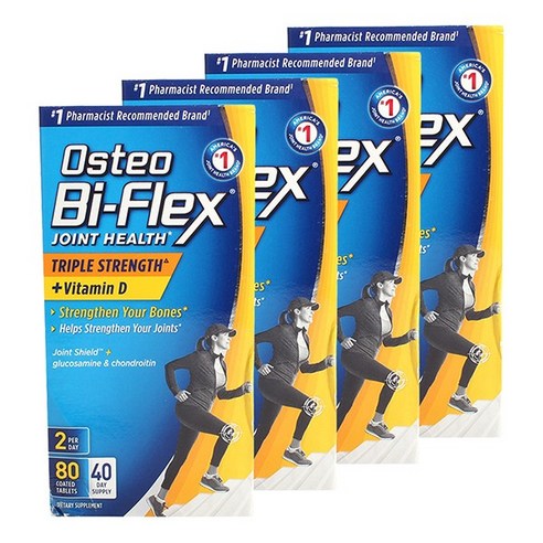오스테오바이플렉스 조인트 헬스 트리플 스트랭스 + 비타민 D 코티드 타블렛 글루텐 프리, 4개, 80정