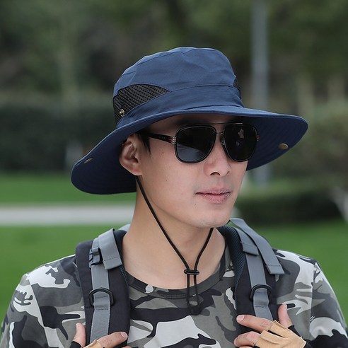 DFMEI 썸머메쉬모자 남 아웃도어 여행 썬캡 여름 래쉬가드 캐주얼 버킷햇 남성 등산, DFMEI 네이비요
