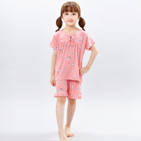 아동용 러블리코코 핑크 반팔 냉감 잠옷 상하세트