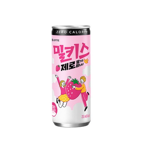 밀키스 제로 딸기 바나나 대용량 250ml 신제품 제로칼로리 ZERO 딸바, 30개 부르르