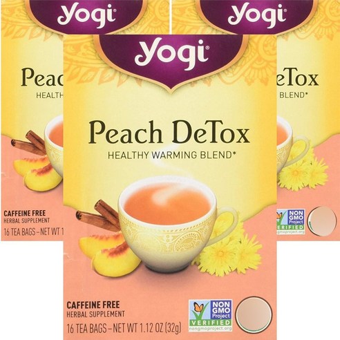 요기티 피치 디톡스 무카페인, 2g, 16개입, 3개