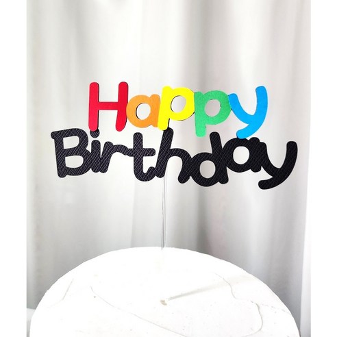 생일축하 생일파티 해피벌스데이 무지개색 케이크토퍼