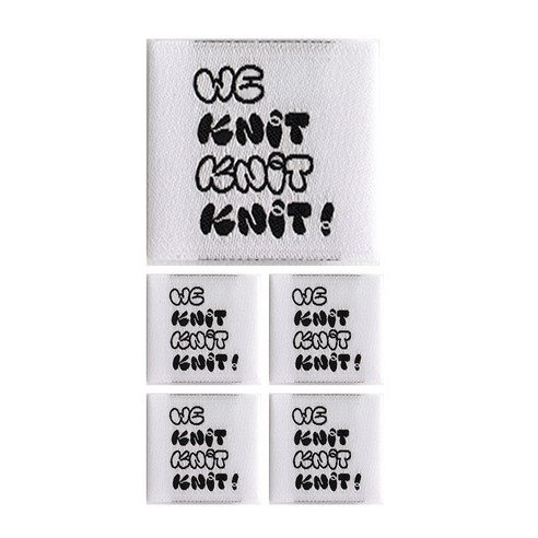 yarna We knit 정사각 페브릭 라벨, 화이트, 5개