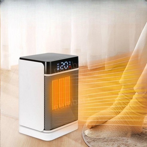 리모컨 저소음 온풍기 스마트 터치 스크린 소형 팬히터 회전, 화이트 유럽 사양  220V