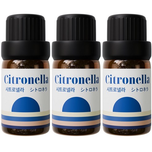 1+1+1 천연 유기농 아로마오일 에센셜오일, 3개, 10ml, 유기농 시트로넬라오일