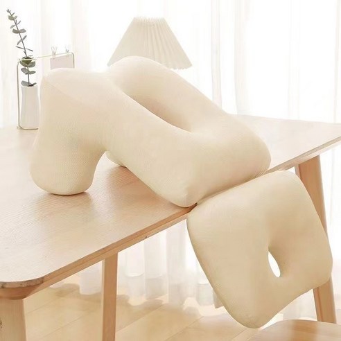 에브릭 엎드려자는 쿠션 베개 망막 수술 안면 책상 구멍뚫린 사무실 낮잠용, 1개, 아이보리