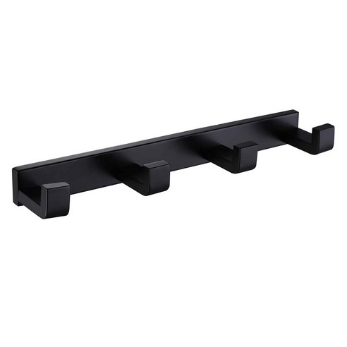 12inch 타월 후크 호텔 욕실 코트 후크 스테인레스 스틸 벽걸이 훅 4 헤비 듀티 후크 랙 주최자 블랙, 보여진 바와 같이, 하나