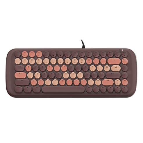 Xzante Mofii 유선 기계식 키보드 Pc/노트북 초콜릿 색상용 Led 조명 효과 펑크 게임용 키보드가 있는 귀여운 라운드 키 캡, 초콜릿 색상, ABS