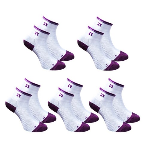 인콘트로 샷이글 실리콘 논슬립 스포츠 골프 양말 5켤레, 23-25cm, 보라색, 5개