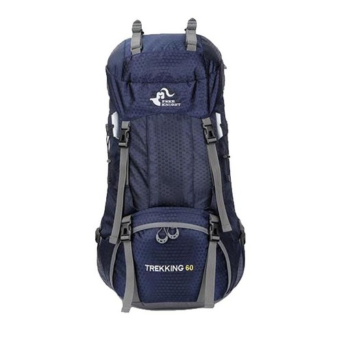방수 60L 배낭 배낭 하이킹 캠핑 트레킹 가방 팩, 68x33x20cm, 나일론, 블루