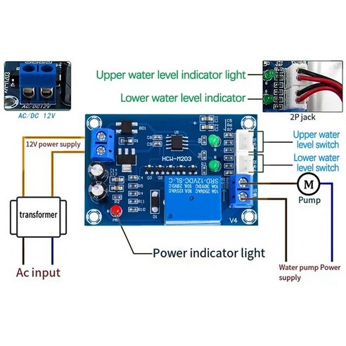 GREAT IT XH-M203 완전 자동 수위 컨트롤러 펌프 스위치 모듈 AC/DC 12V 릴레이, [01] XH-M203