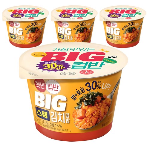 햇반컵반 BIG 스팸김치덮밥, 328g, 4개