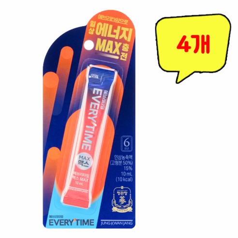 에브리타임 정관장 맥스 10p, 10ml, 4개
