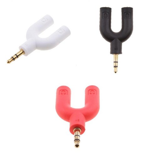 헤드폰 및 마이크 용 3x U 모양 3 극 3.5mm 분배기 헤드셋 어댑터, 설명, 플라스틱, 3 색
