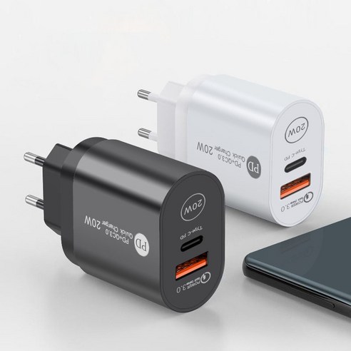 USB C 충전기 PD20W 휴대 전화 충전기 5V2.4A 충전 헤드 type-c PD 충전 헤드 유럽과 미국 영국 어댑터 iPhone 13 Samsung Galaxy S22, 검은색 pd13 Best Top5