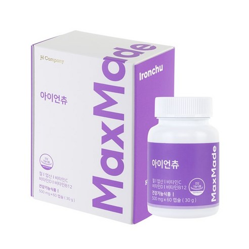 맥스메이드 아이언츄 어린이 철분제 13중 기능성 비헴철 츄어블 2개월